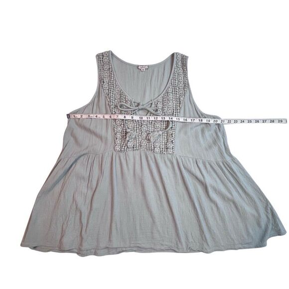 Eyeshadow Blouse Womens 2X Light Blue Cottagecore Tassels Fairy Lace Peplum Tank - Picture 3 of 10